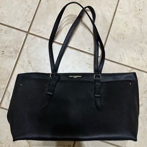 NWOT Karl Lagerfeld Paris Fleurette Black Leather Saffiano w/ Gold-Tone Hardware